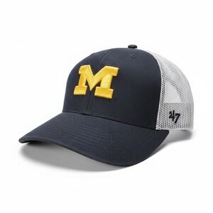 Michigan Wolverines '47 Brand Trucker Hat Navy Blue Mesh Snapback Adjustable Men